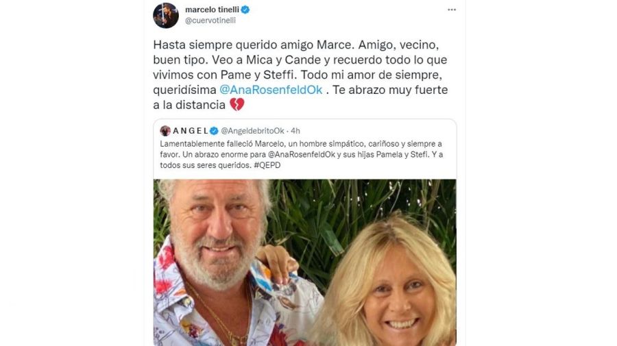 mensaje Marcelo Tinelli muerte del marido de Ana Rosenfeld