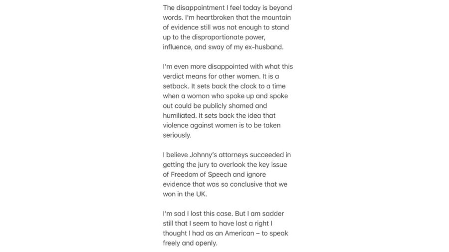 Amber Heard comunicado