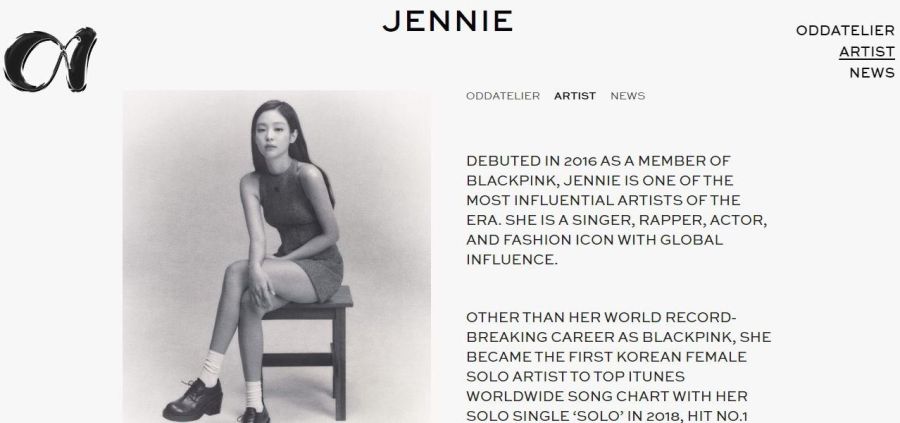 ODDATELIER agencia de Jennie Kim