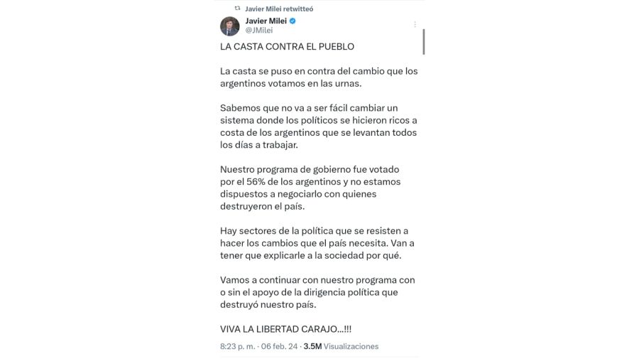 Tweets de Javier Milei