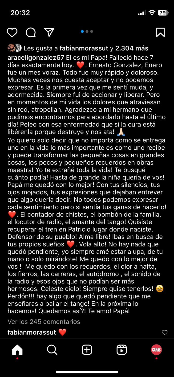 El desgarrador mensaje de Araceli González con el que anunció la muerte de su papá