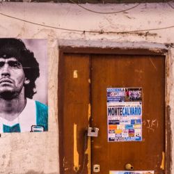 Maradona en las calles de Nápoles.