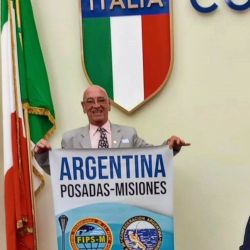 Bonifato, ya con la leyenda que indica que el Mundial 2025 será en Posadas.