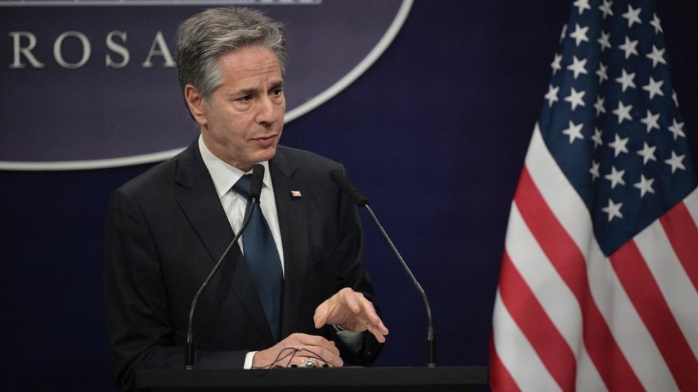 Conferencia de prensa del Secretario de Estado de los Estados Unidos de América, Antony Blinken, la canciller Diana Mondino